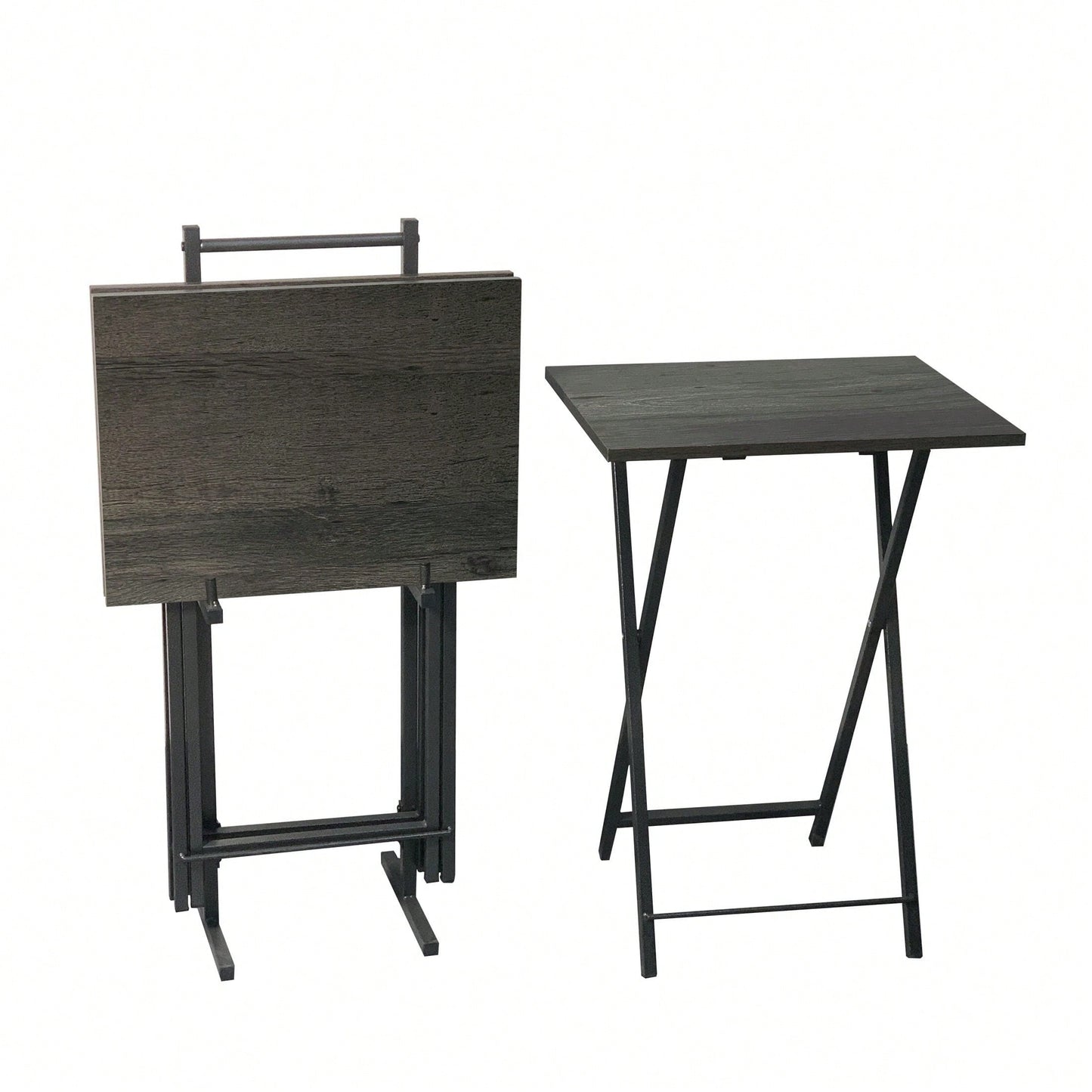 Set Of 4 Elegant Industrial-Style TV Tray With X-Shaped Base, Perfect For Dorm Rooms Or Smaller Living Spaces