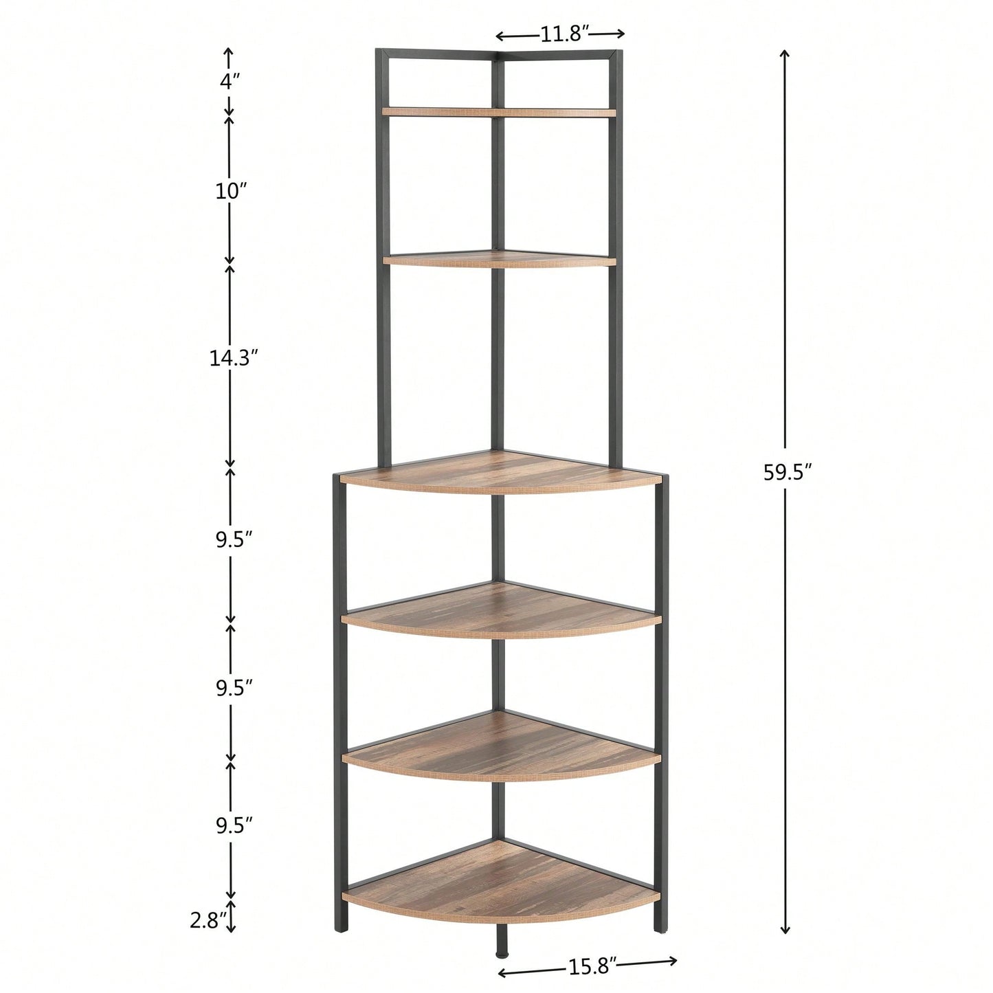 6-Tier Corner Open Shelf Bookcase Modern Wood Rack Space-Saving Freestanding Unit for Living Room Office Kitchen