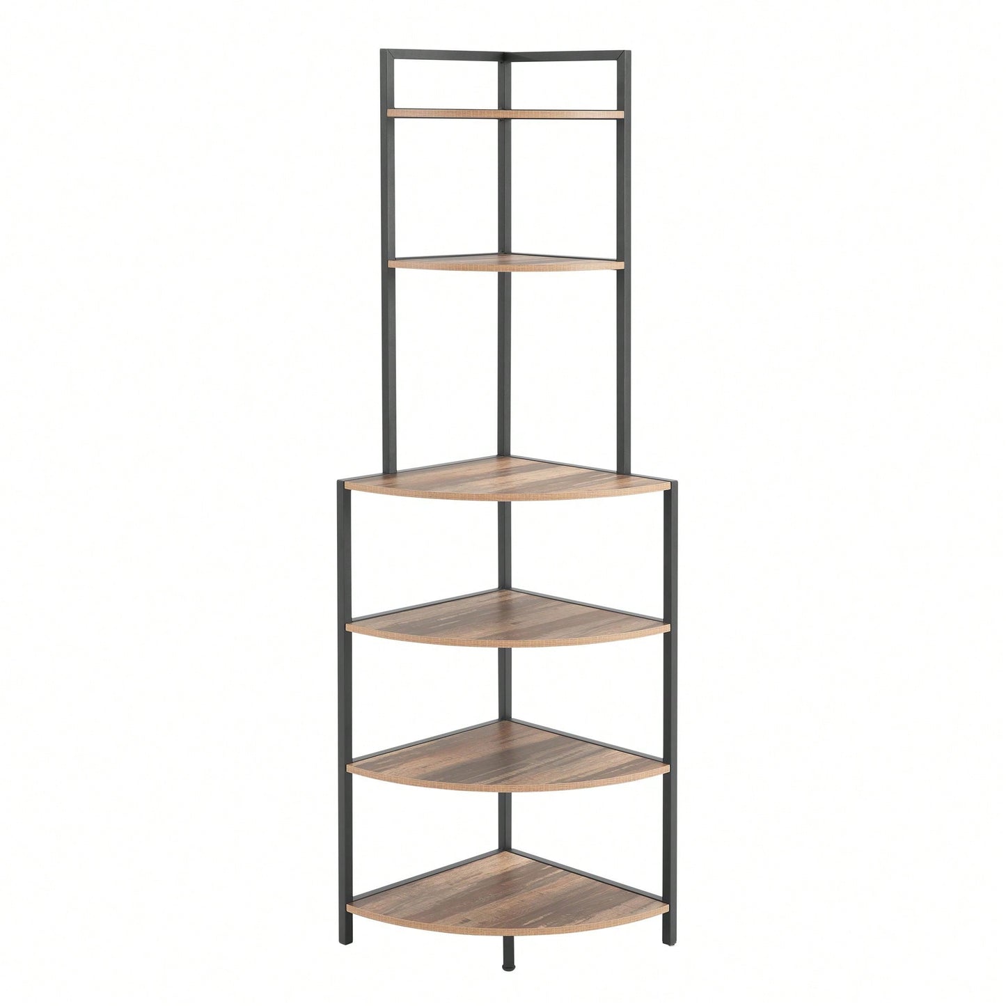 6-Tier Corner Open Shelf Bookcase Modern Wood Rack Space-Saving Freestanding Unit for Living Room Office Kitchen