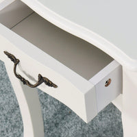 White Floor-Standing Storage Table With Drawer And Curved Legs For Living Room Decor