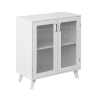 Modern Bathroom Cabinet Storage Organizer With 2 Glass Doors And Adjustable Shelf White