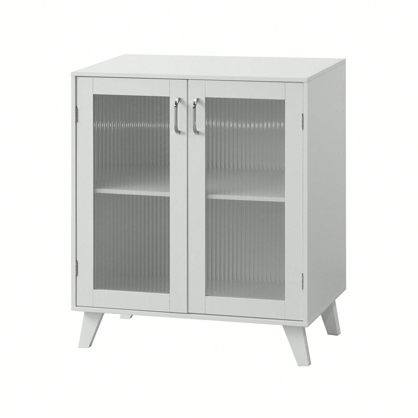 Modern Bathroom Cabinet Storage Organizer With 2 Glass Doors And Adjustable Shelf White