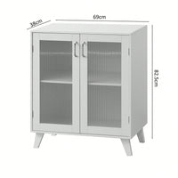 Modern Bathroom Cabinet Storage Organizer With 2 Glass Doors And Adjustable Shelf White