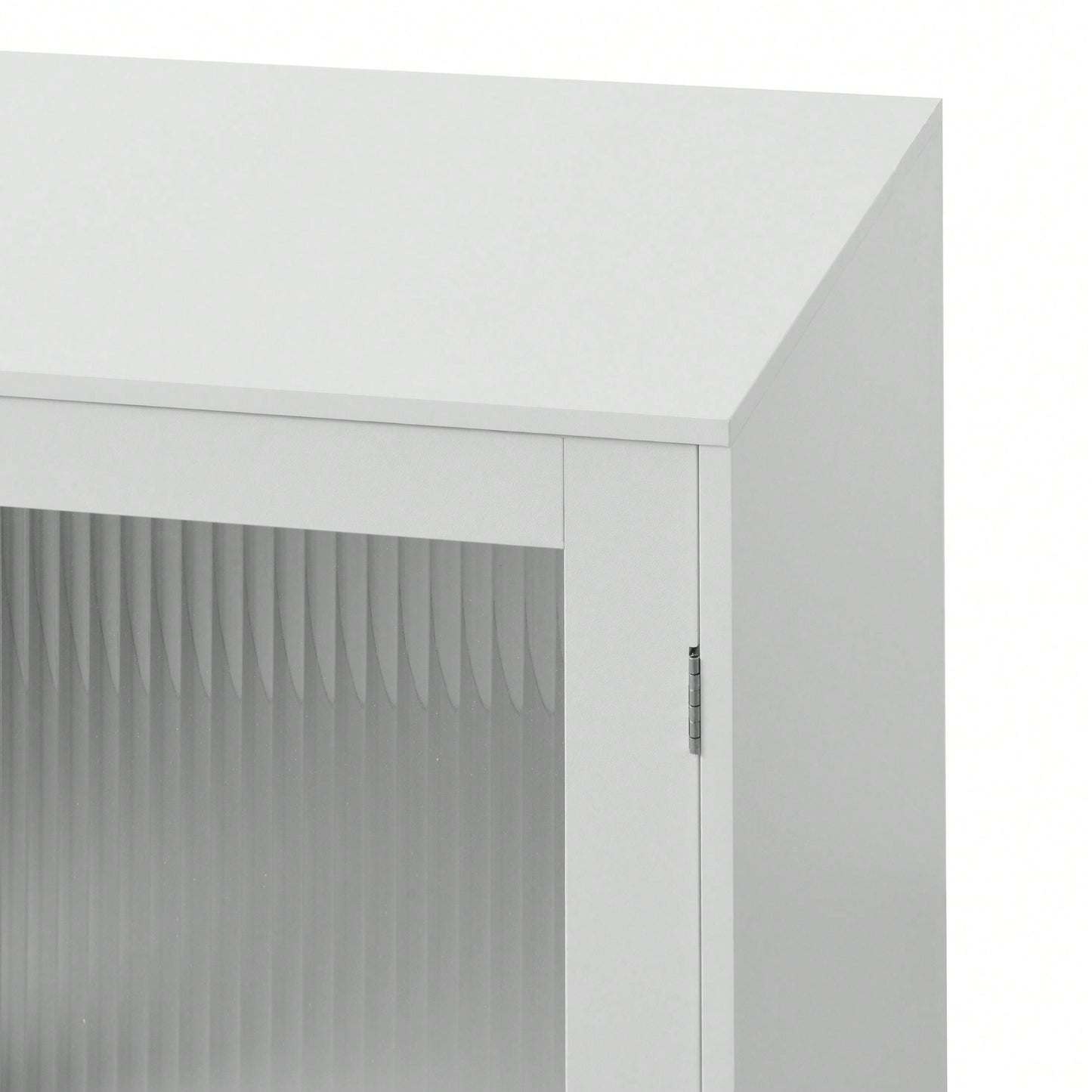 Modern Bathroom Cabinet Storage Organizer With 2 Glass Doors And Adjustable Shelf White