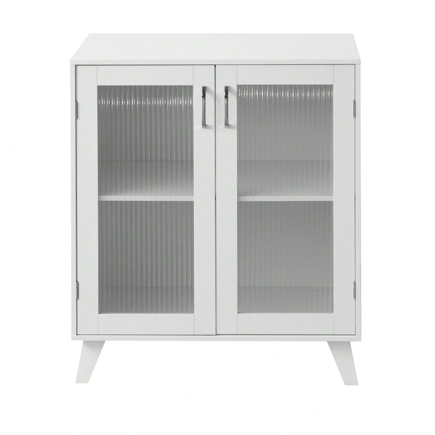 Modern Bathroom Cabinet Storage Organizer With 2 Glass Doors And Adjustable Shelf White
