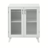 Modern Bathroom Cabinet Storage Organizer With 2 Glass Doors And Adjustable Shelf White