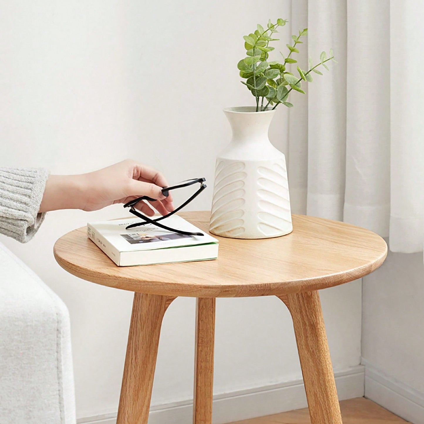Solid Oak Round Side Table: Stylish, Durable, And Versatile