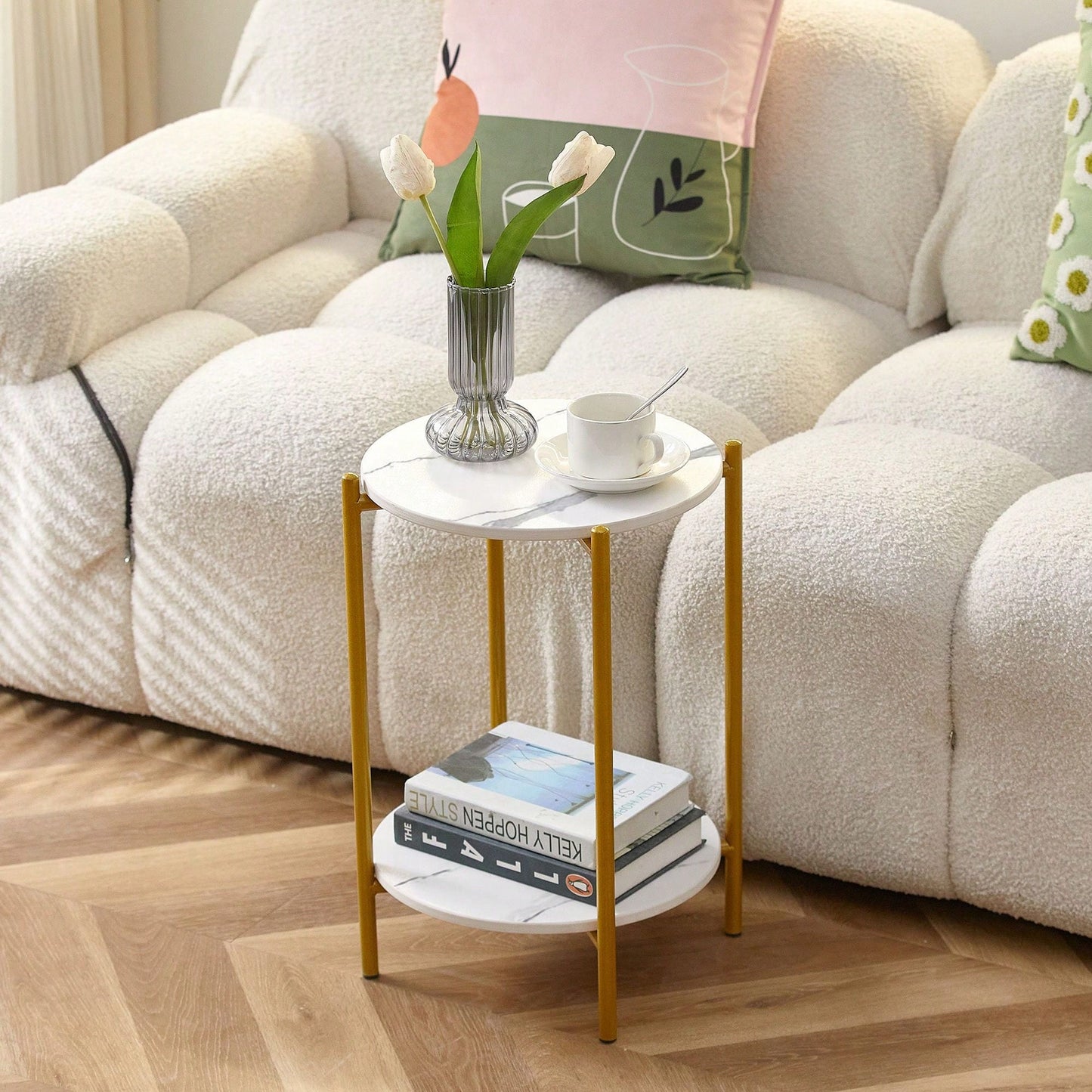 Modern End Table, Coffee Table With Marble Top