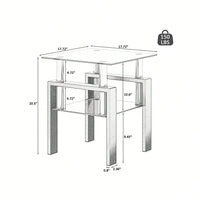 Tempered Glass Side Table With Metal Leg: Elegant Design, Transparent/Frosted Glass Layers, 150lbs Load-Bearing Capacity