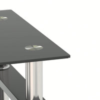 Tempered Glass Side Table With Metal Leg: Elegant Design, Transparent/Frosted Glass Layers, 150lbs Load-Bearing Capacity