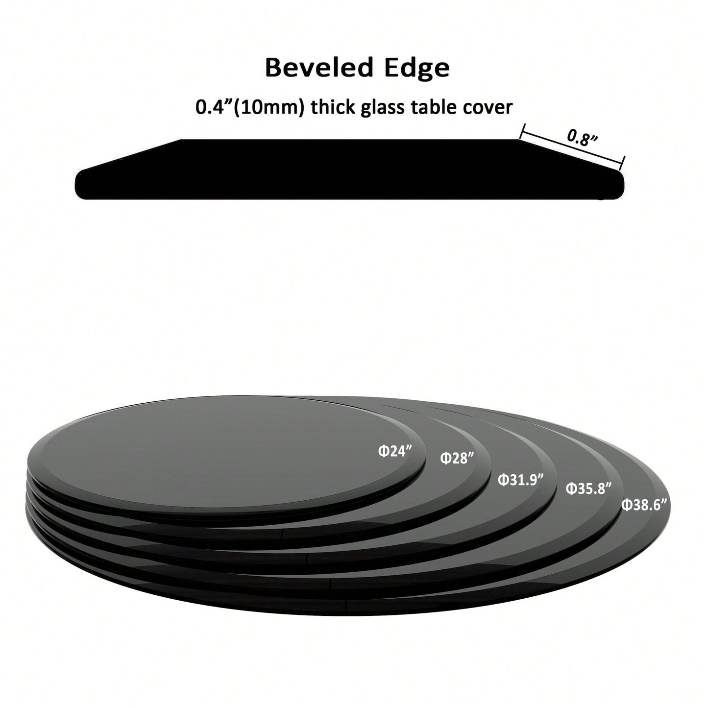 Quality Tempered Glass Table Top: Beveled Polished Edge, Wear-Resistant, Heat-Resistant, Corrosion-Resistant