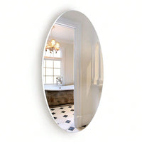 Oval Frameless Wall Mounted Dressing Mirror For Bathroom, Vanity, Bedroom