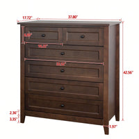 Solid Wood Spray-Painted Retro Drawer Dresser Buffet Table with Round Handle for Dining Room and Kitchen