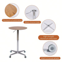 Adjustable Height Bar Table, Portable Pub Table With 360 Swivel Base, Space-Saving Bar Counter For Dining Room, Kitchen, Home Office