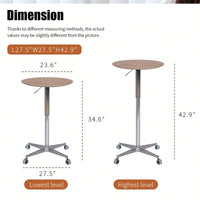 Adjustable Height Bar Table, Portable Pub Table With 360 Swivel Base, Space-Saving Bar Counter For Dining Room, Kitchen, Home Office