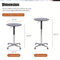 Adjustable Height Bar Table, Portable Pub Table With 360 Swivel Base, Space-Saving Bar Counter For Dining Room, Kitchen, Home Office
