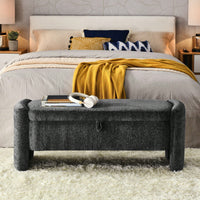 Chenille Fabric Storage Bench Ottoman for Living Room Bedroom Shoe Storage Extra Seating and Toy Organizer