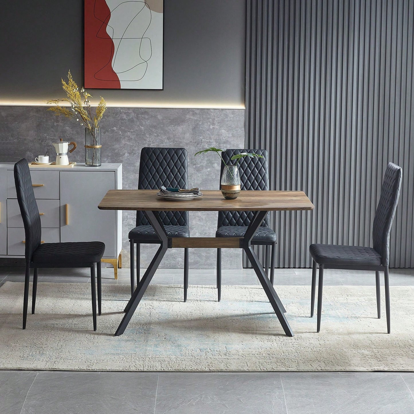 Contemporary Friendly Dining Table With Child-Safe Design And Stylish Metal Legs