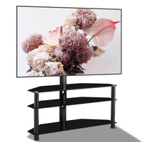 35.4" Black Multi-Function TV Stand Height Adjustable Bracket Swivel 3-Tier