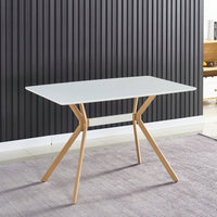 Minimalist StyleDining Table MDF Anti-Scratch Top Metal Shelf Metal Heat Transfer Legs Leveling Feet For Dining Room Kitchen Office Table