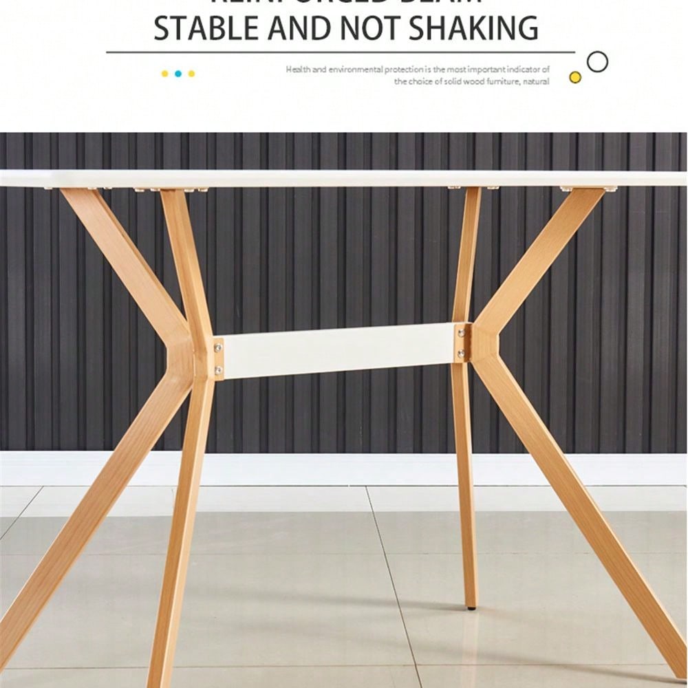 Minimalist StyleDining Table MDF Anti-Scratch Top Metal Shelf Metal Heat Transfer Legs Leveling Feet For Dining Room Kitchen Office Table