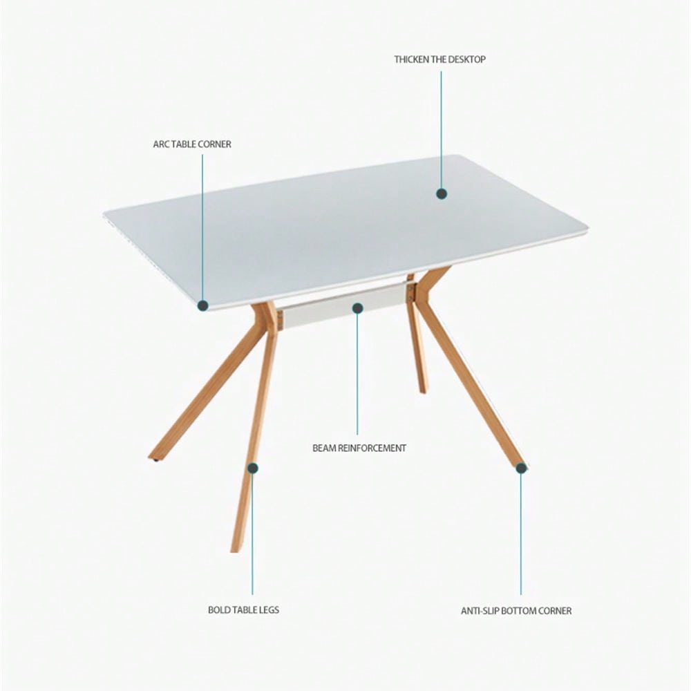 Minimalist StyleDining Table MDF Anti-Scratch Top Metal Shelf Metal Heat Transfer Legs Leveling Feet For Dining Room Kitchen Office Table