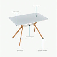 Minimalist StyleDining Table MDF Anti-Scratch Top Metal Shelf Metal Heat Transfer Legs Leveling Feet For Dining Room Kitchen Office Table