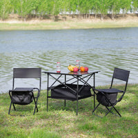 Set Of 3, Versatile And Portable Table And Chair Set With Unique Storage Features