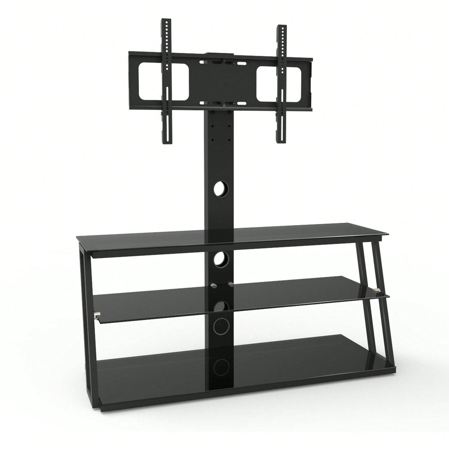 Adjustable Height And Angle TV Stand With Tempered Glass Construction