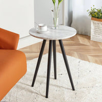 Imitation Marble Round End Table with Metal Legs for Living Room Bedroom Small Spaces