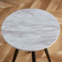 Imitation Marble Round End Table with Metal Legs for Living Room Bedroom Small Spaces