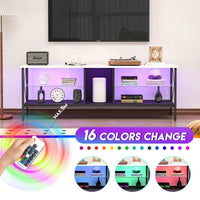 LED TV Stand with Remote Control Toughened Glass Media Console for Living Room and Bedroom