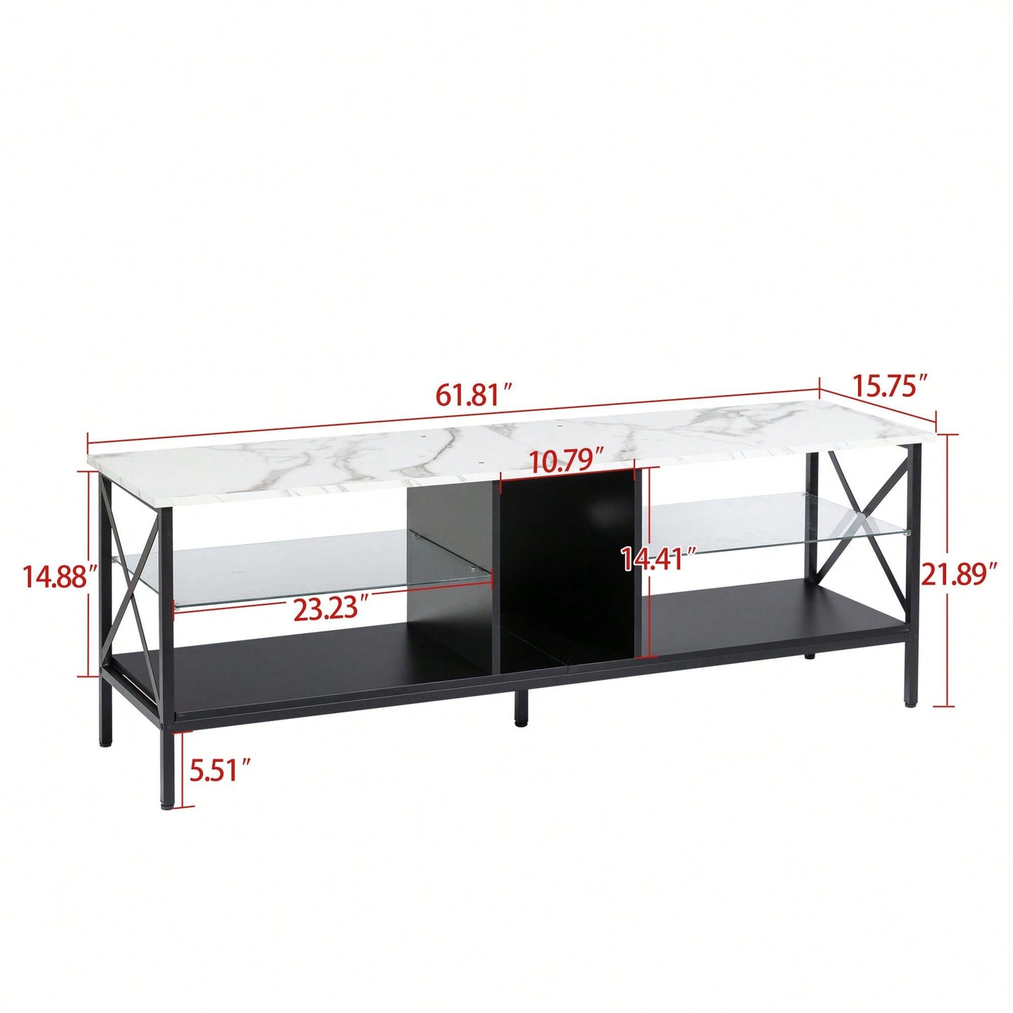 LED TV Stand with Remote Control Toughened Glass Media Console for Living Room and Bedroom