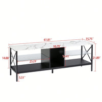 LED TV Stand with Remote Control Toughened Glass Media Console for Living Room and Bedroom