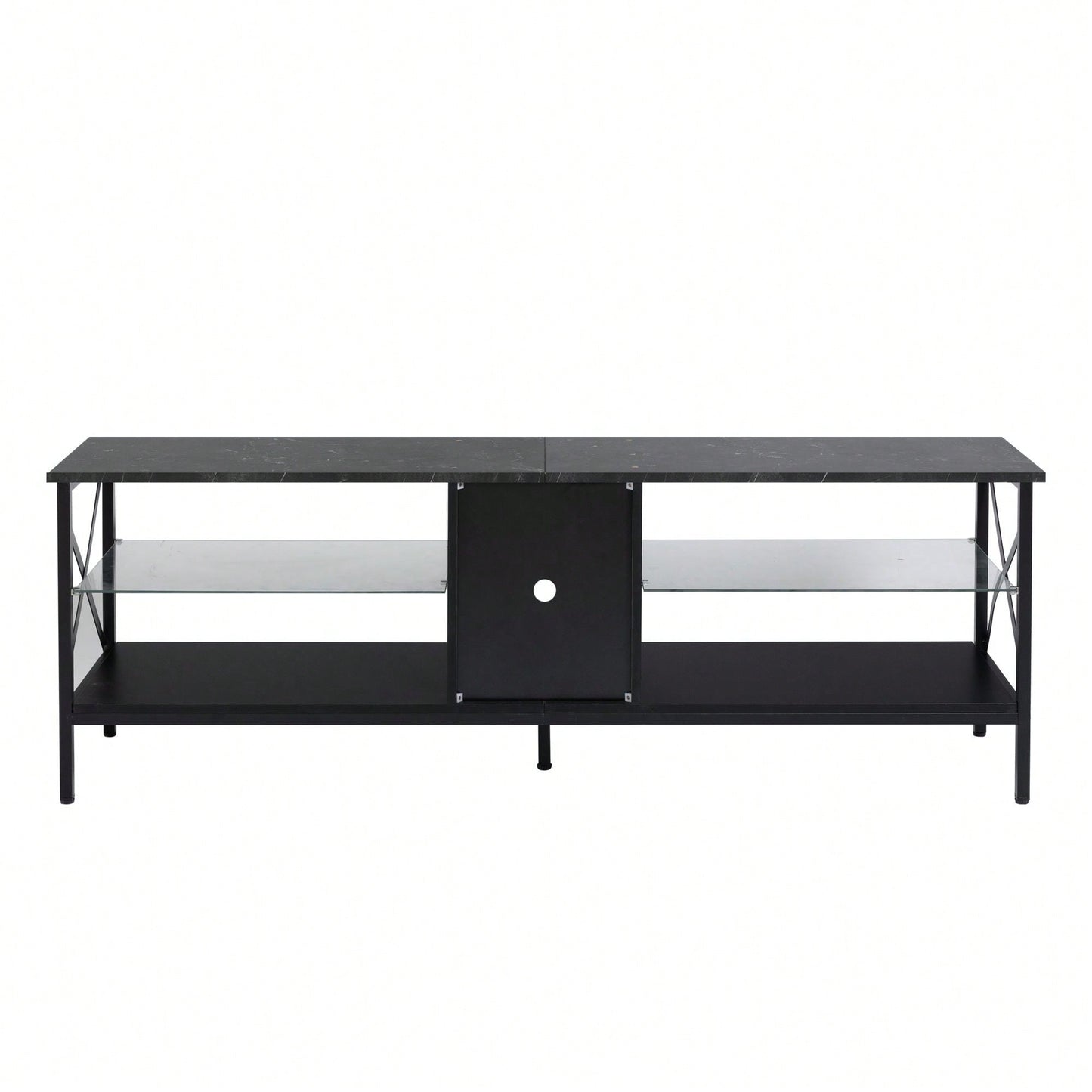 LED TV Stand with Remote Control Toughened Glass Media Console for Living Room and Bedroom