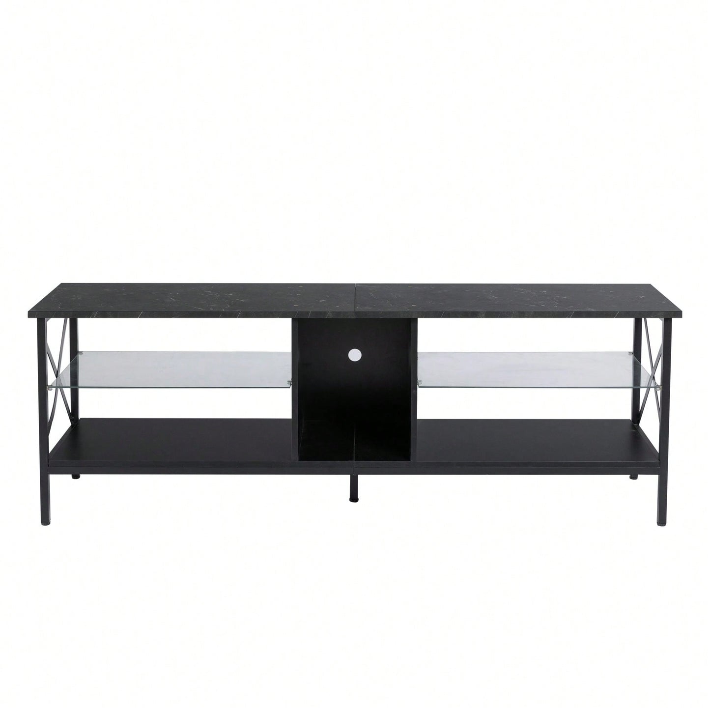 LED TV Stand with Remote Control Toughened Glass Media Console for Living Room and Bedroom