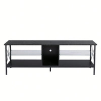 LED TV Stand with Remote Control Toughened Glass Media Console for Living Room and Bedroom