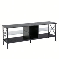 LED TV Stand with Remote Control Toughened Glass Media Console for Living Room and Bedroom