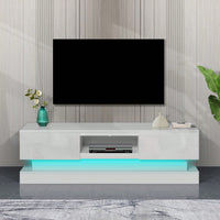 51.18" Modern TV Stand With LED Lights, High Glossy Front TV Cabinet, Can Be Assembled In Lounge Room, Living Room Or Bedroom