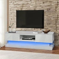 51.18" Modern TV Stand With LED Lights, High Glossy Front TV Cabinet, Can Be Assembled In Lounge Room, Living Room Or Bedroom