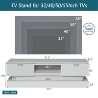 51.18" Modern TV Stand With LED Lights, High Glossy Front TV Cabinet, Can Be Assembled In Lounge Room, Living Room Or Bedroom