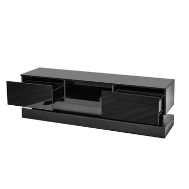 51.18" Modern TV Stand With LED Lights, High Glossy Front TV Cabinet, Can Be Assembled In Lounge Room, Living Room Or Bedroom