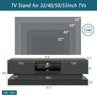 51.18" Modern TV Stand With LED Lights, High Glossy Front TV Cabinet, Can Be Assembled In Lounge Room, Living Room Or Bedroom