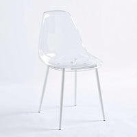 Set Of 4 Dining Chairs, Metal Legs, Plastic Seats