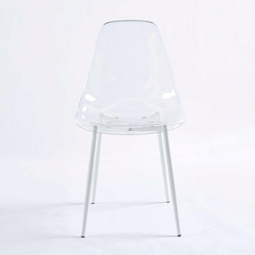 Set Of 4 Dining Chairs, Metal Legs, Plastic Seats