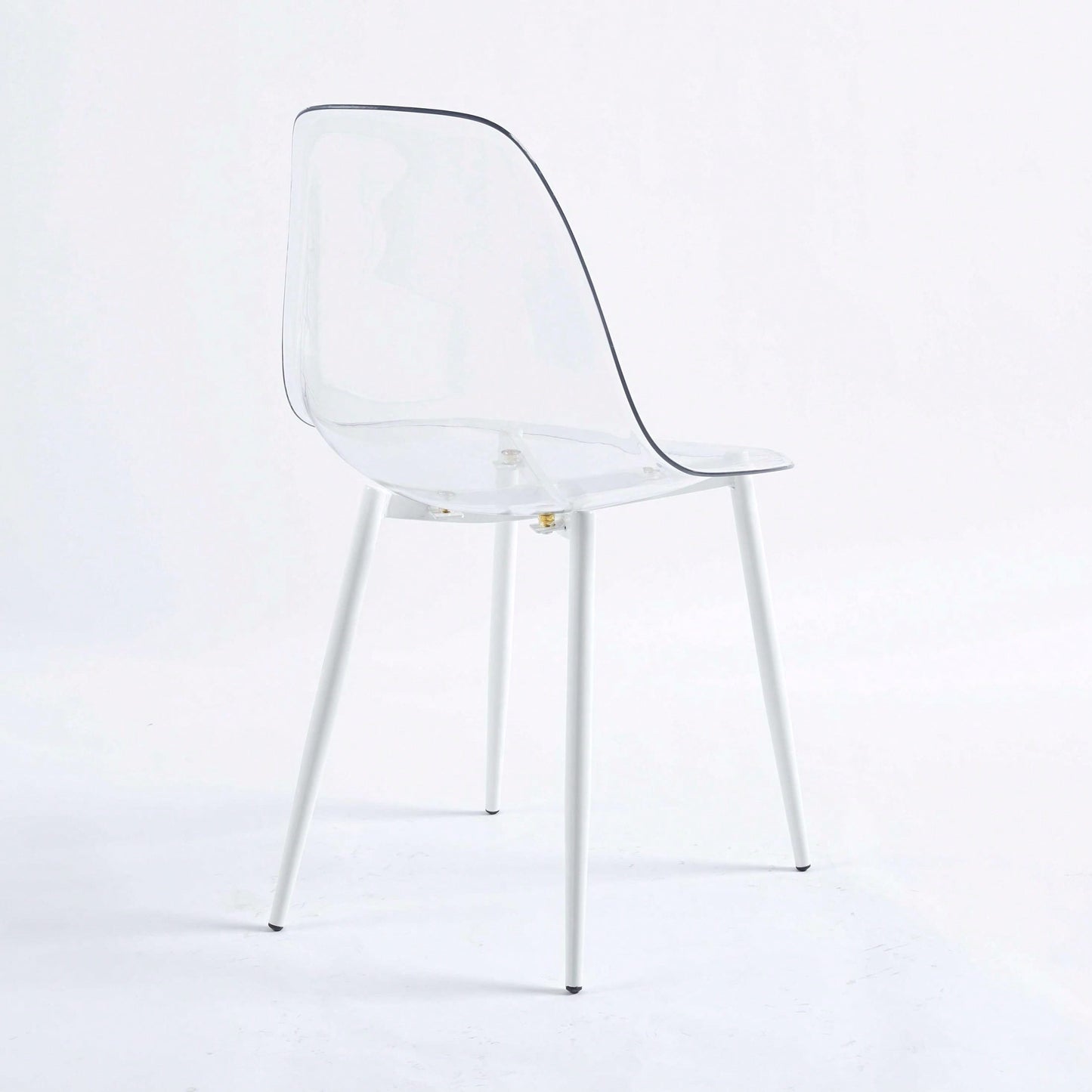 Set Of 4 Dining Chairs, Metal Legs, Plastic Seats