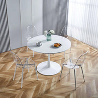 Set Of 4 Dining Chairs, Metal Legs, Plastic Seats