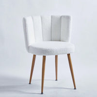 Modern Dining Chair (Set Of 2) With Iron Tube Wood Color Legs And Short Hair Cushions