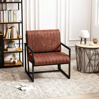 Stylish PU Leather Armchair with Metal Frame Extra Thick Cushion for Living Room Bedroom Office Studio