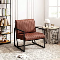 Stylish PU Leather Armchair with Metal Frame Extra Thick Cushion for Living Room Bedroom Office Studio